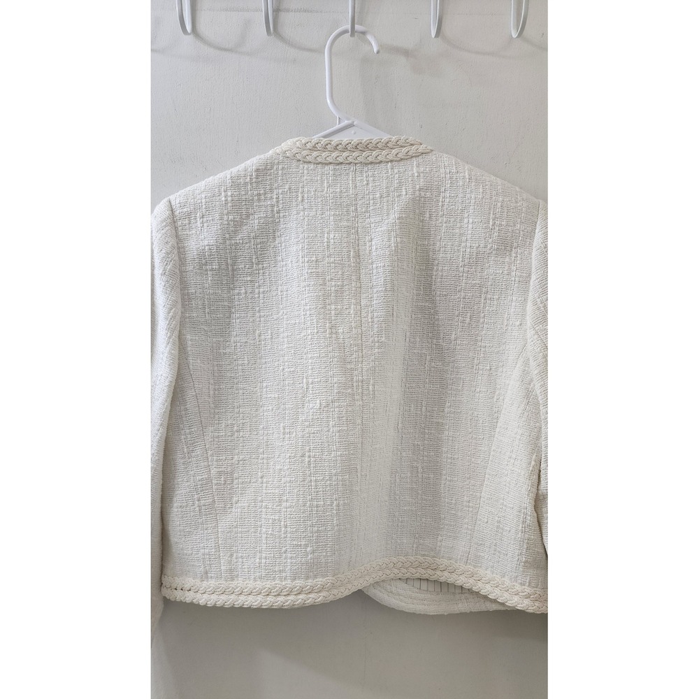 Derek Lam 10 Crosby White Floral Embroidered Tweed Jacket Braided Trim 8 - Picture 10 of 10